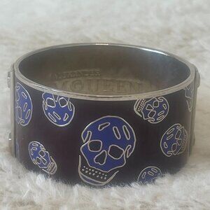 Alexander McQueen Enamel Skull Bangle Bracelet